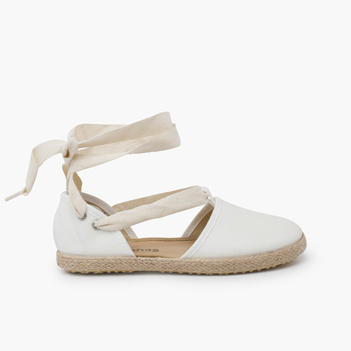 Espadrillas valenciane nastri pelle vegana Bianco