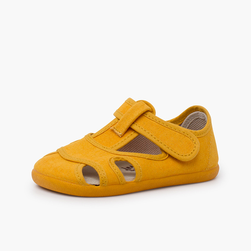 Sandali bambino barefoot tela lavata Curcuma