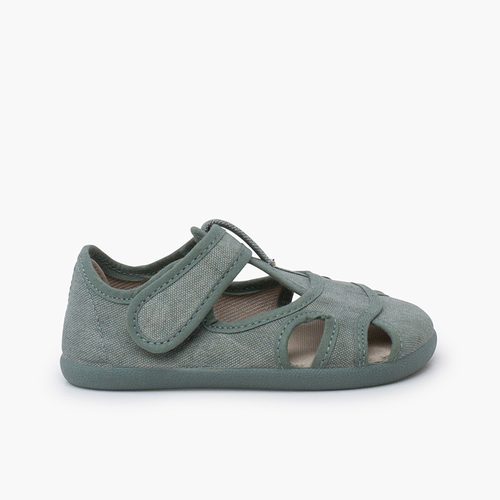 Sandali bambino barefoot tela lavata Verde