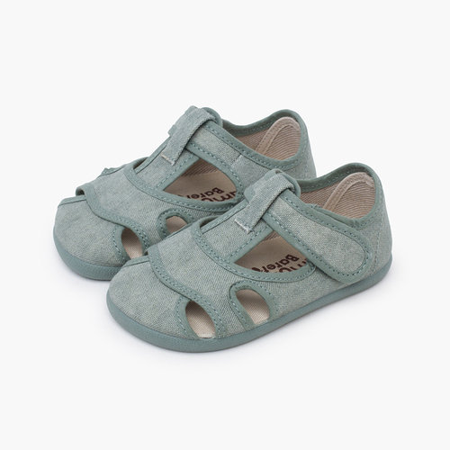Sandali bambino barefoot tela lavata Verde