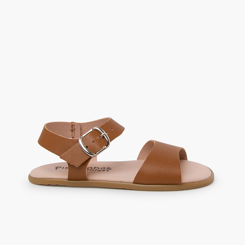 Sandali barefoot tinta unita fibbia Cuoio