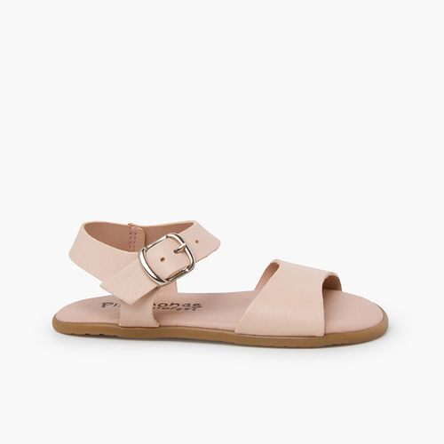 Sandali barefoot tinta unita fibbia Rosa Nude