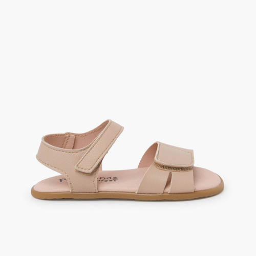 Sandali barefoot in pelle fascia anteriore a strappo Beige