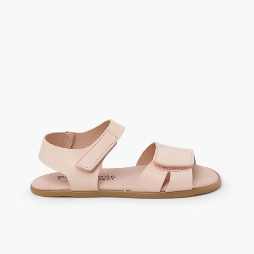 Sandali barefoot in pelle fascia anteriore a strappo Rosa Nude