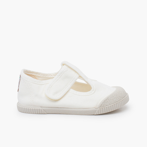 Scarpe occhio di bue barefoot in tela lavata Bianco