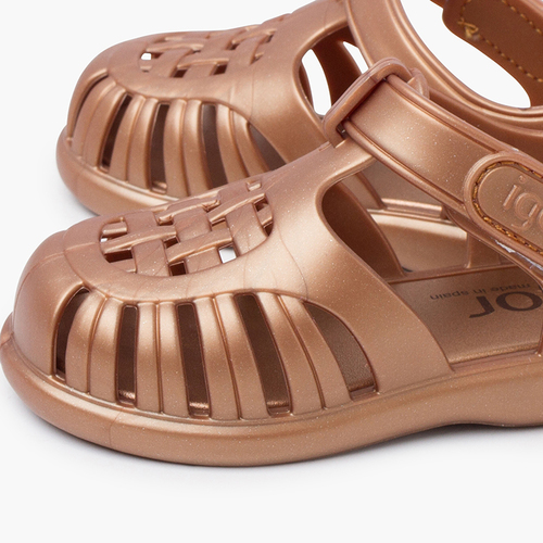 Sandali Tobby metallizzati chiusura a strappo Bronzo