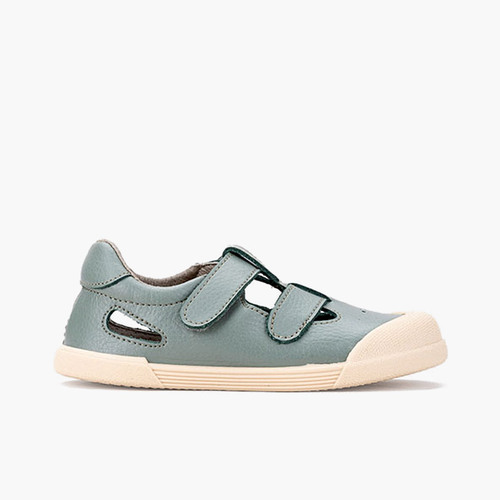 Sandali barefoot pelle bambini Verde Salvia