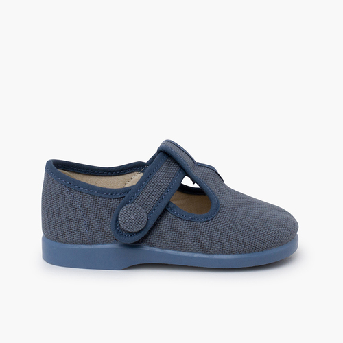 Scarpe occhio di bue lino chiusura strappo bottone Blu reale