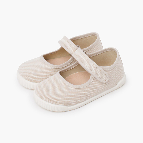 Ballerine con cinturino barefoot tela canvas chiusura a strappo Ecru