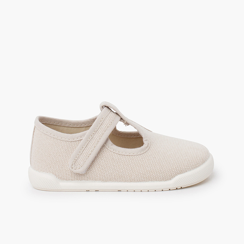 Scarpe occhio di bue barefoot tela canvas chiusura a strappo Ecru