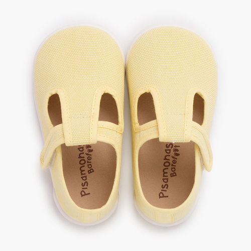 Scarpe occhio di bue barefoot tela canvas chiusura a strappo Limone
