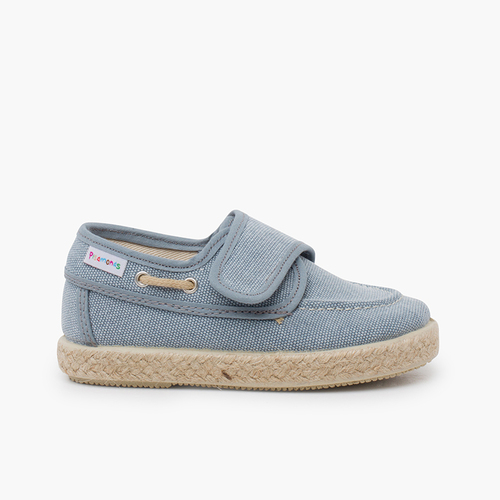 Scarpe da barca tela rustica effetto lavato Oceano
