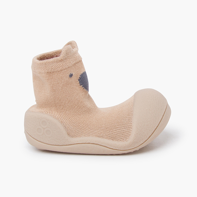 Scarpe neonato punta tonda animali bamboo Beige