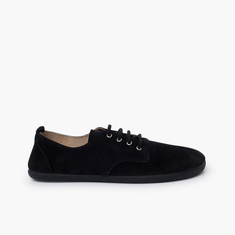Scarpe blucher lacci barefoot pelle scamosciata Nero