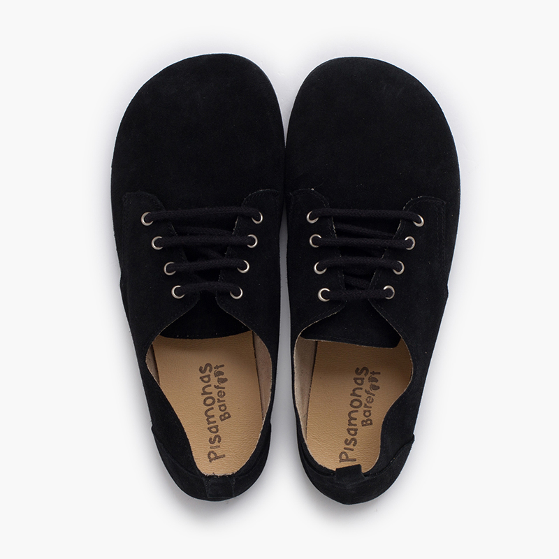 Scarpe blucher lacci barefoot pelle scamosciata Nero