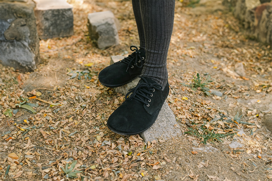 Scarpe blucher lacci barefoot pelle scamosciata