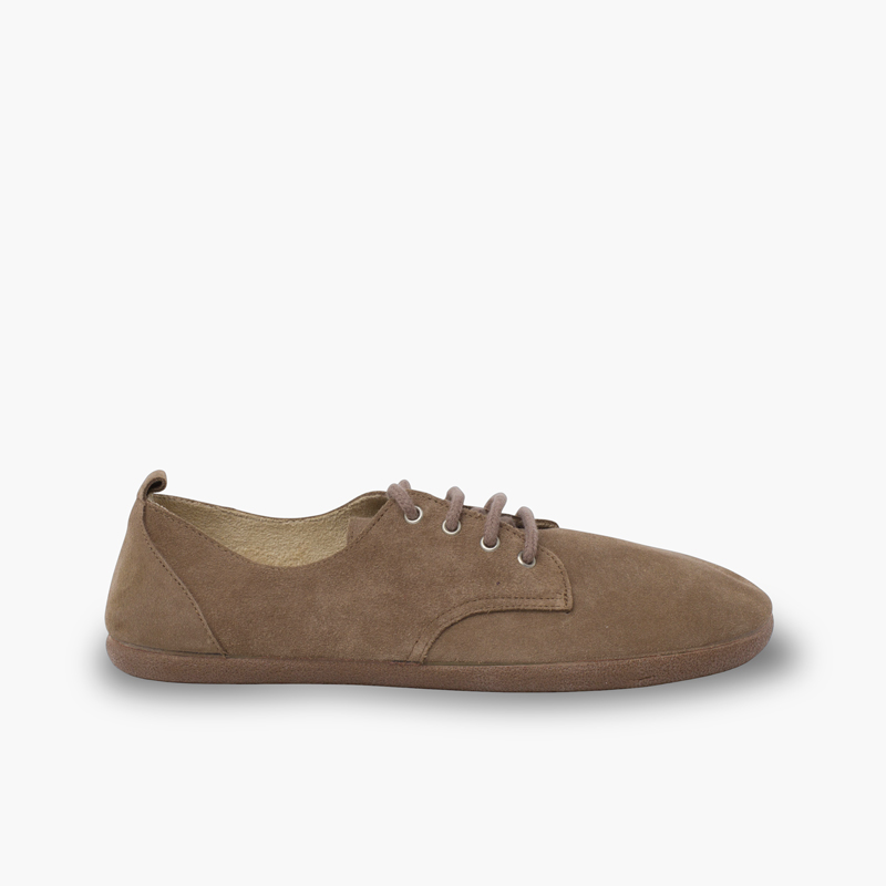 Scarpe blucher lacci barefoot pelle scamosciata Taupe