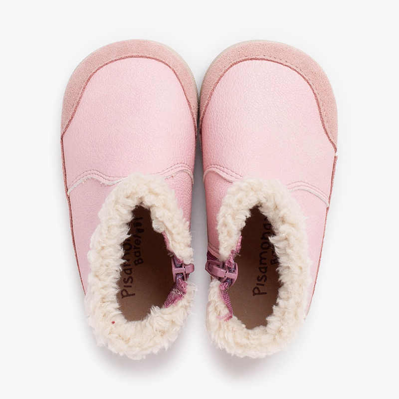 Stivali barefoot neopelle collo montone Rosa
