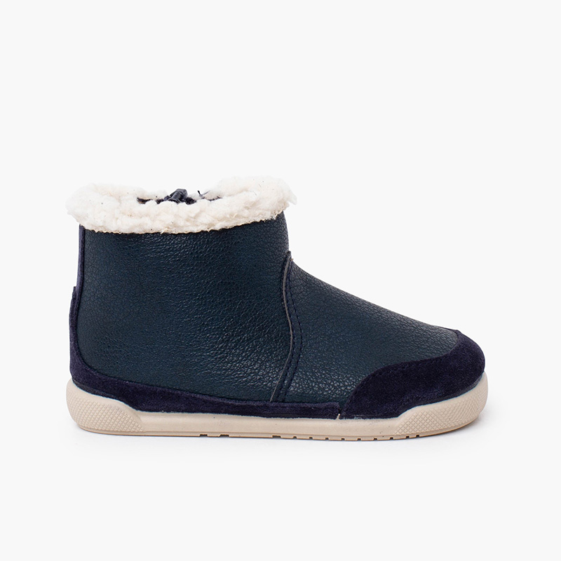 Stivali barefoot neopelle collo montone Blu