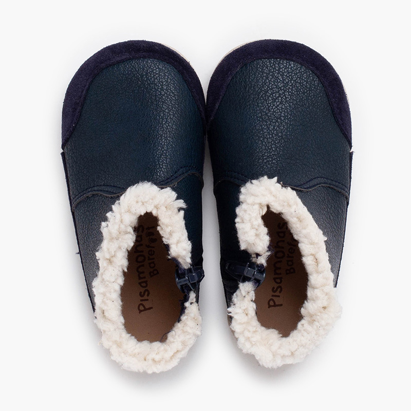 Stivali barefoot neopelle collo montone Blu