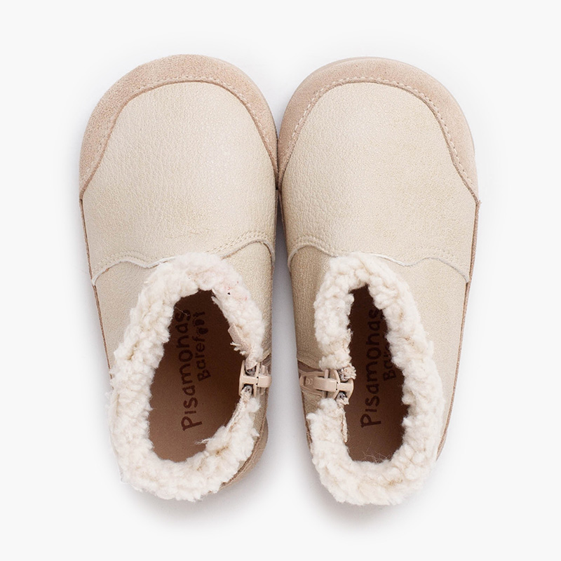 Stivali barefoot neopelle collo montone Beige