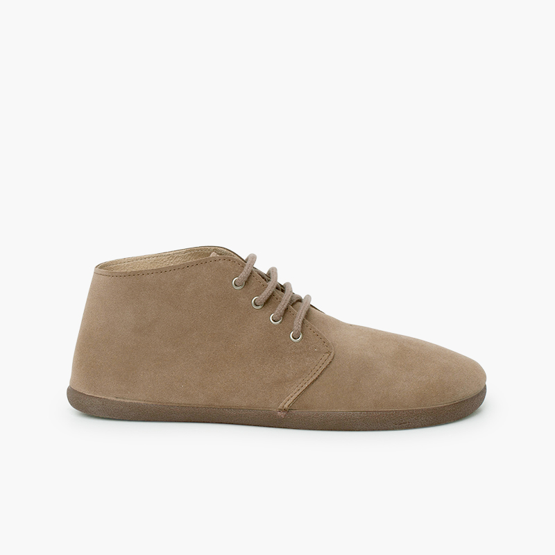 Stivali barefoot pelle scamosciata lacci Taupe