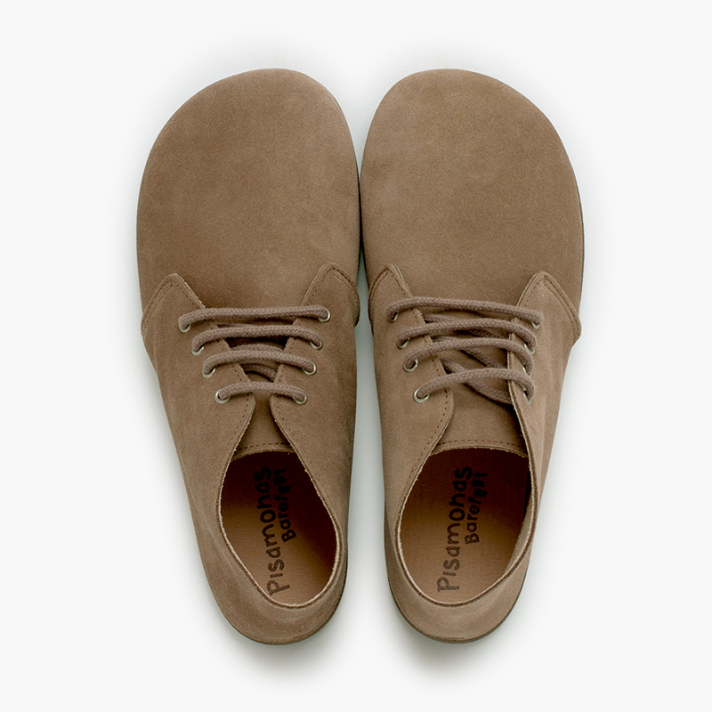Stivali barefoot pelle scamosciata lacci Taupe