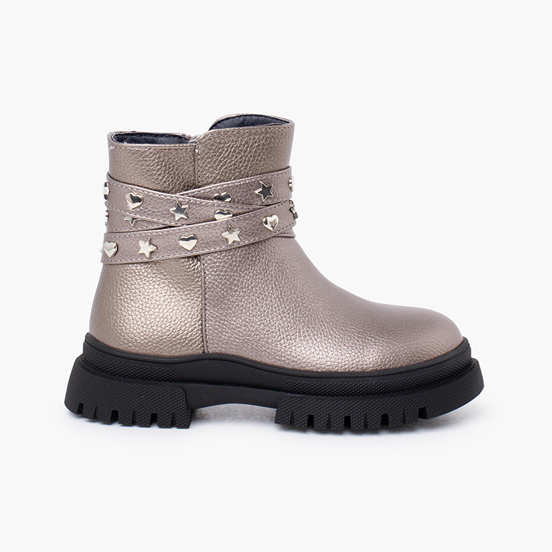 Stivali bambina striscia borchiati Grafite