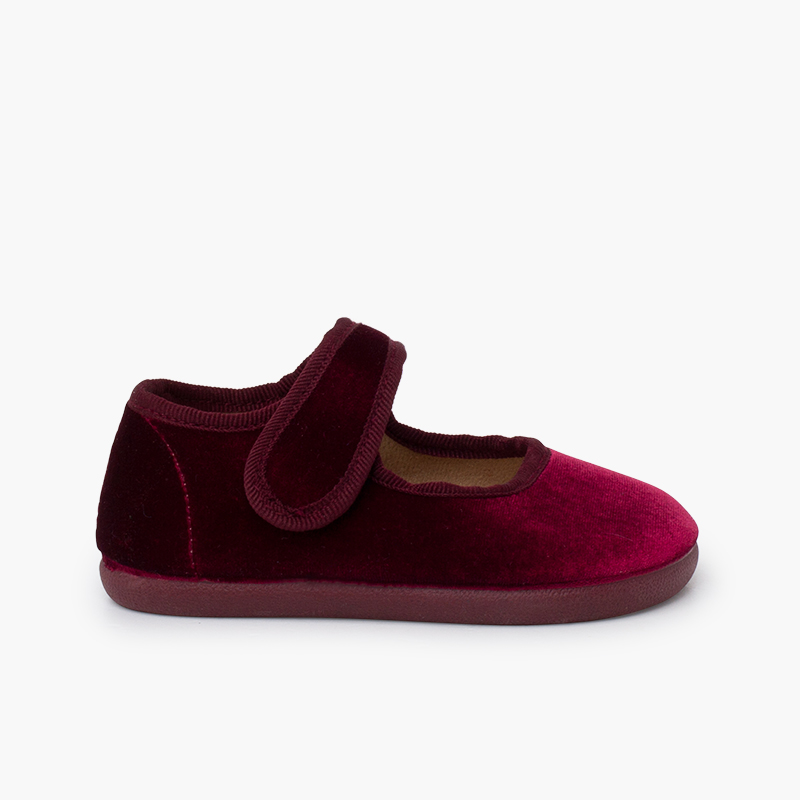 Ballerine barefoot velluto cinturino a strappo Bordeaux