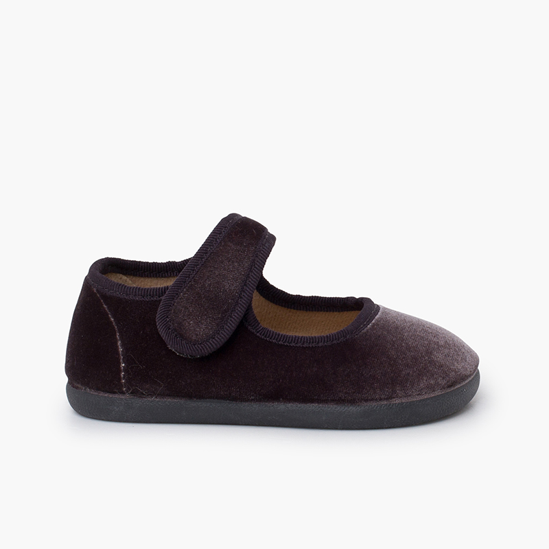 Ballerine barefoot velluto cinturino a strappo Grigio