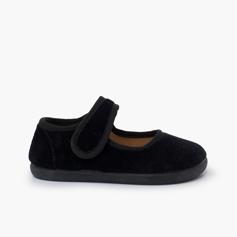 Ballerine barefoot velluto cinturino a strappo Nero