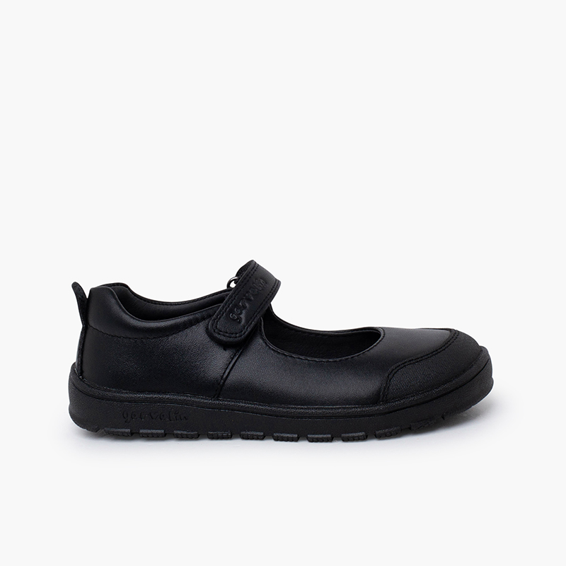 Ballerine con cinturino scolastiche barefoot Garvalín bambina Nero