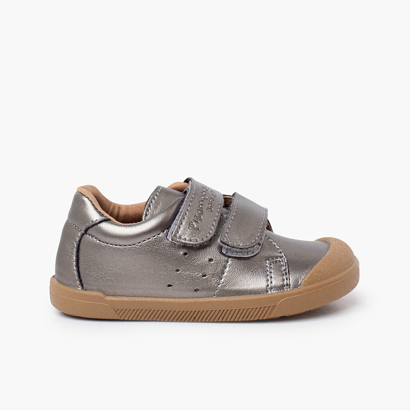 Sneakers morbide barefoot pelle vegana metallizzate Argento