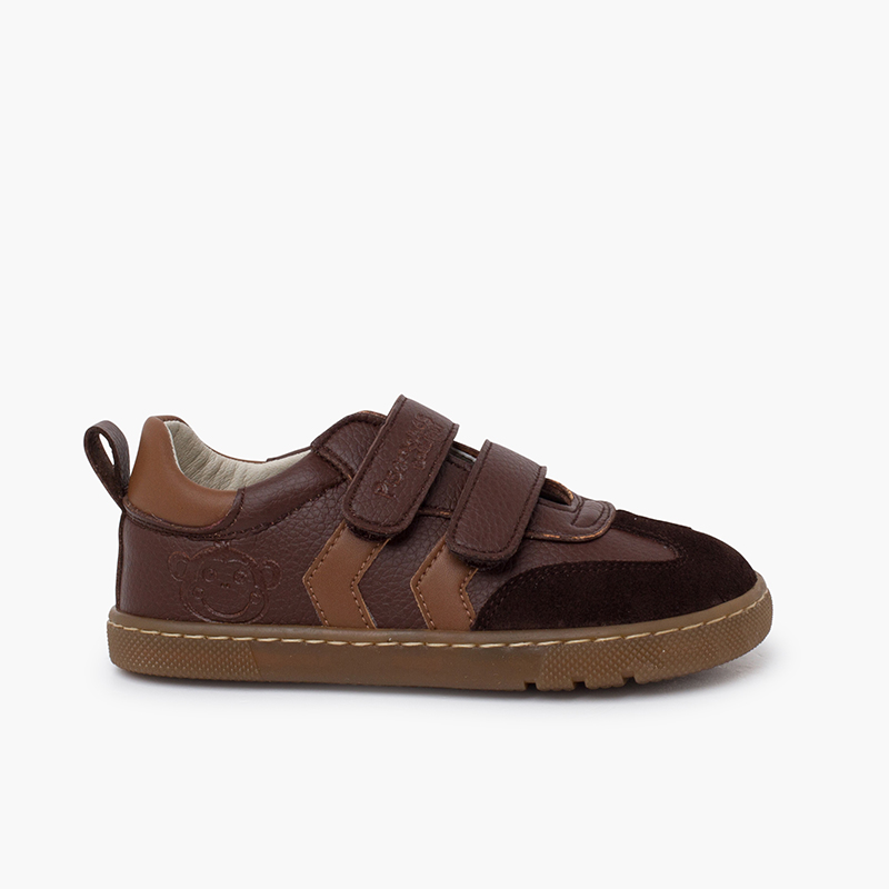 Sneakers Barefoot Bambini Bande Laterali Marrone