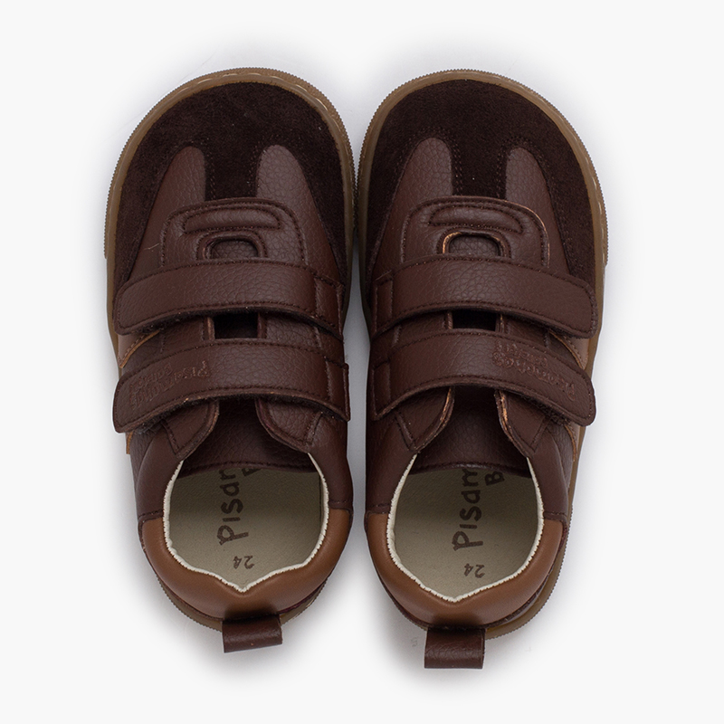 Sneakers Barefoot Bambini Bande Laterali Marrone