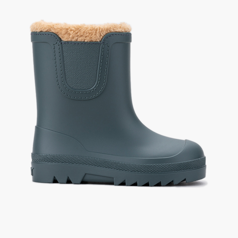 Stivali pioggia barefoot wide chelsea fodera tipo montone gris petróleo