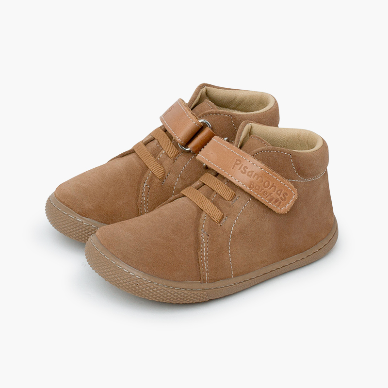 Stivaletti barefoot pelle scamosciata cinturino pelle e lacci Terra