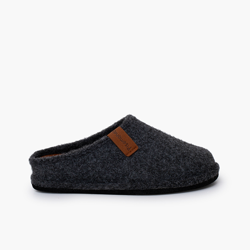 Pantofole zoccolo feltro bambini taglie grandi Grigio