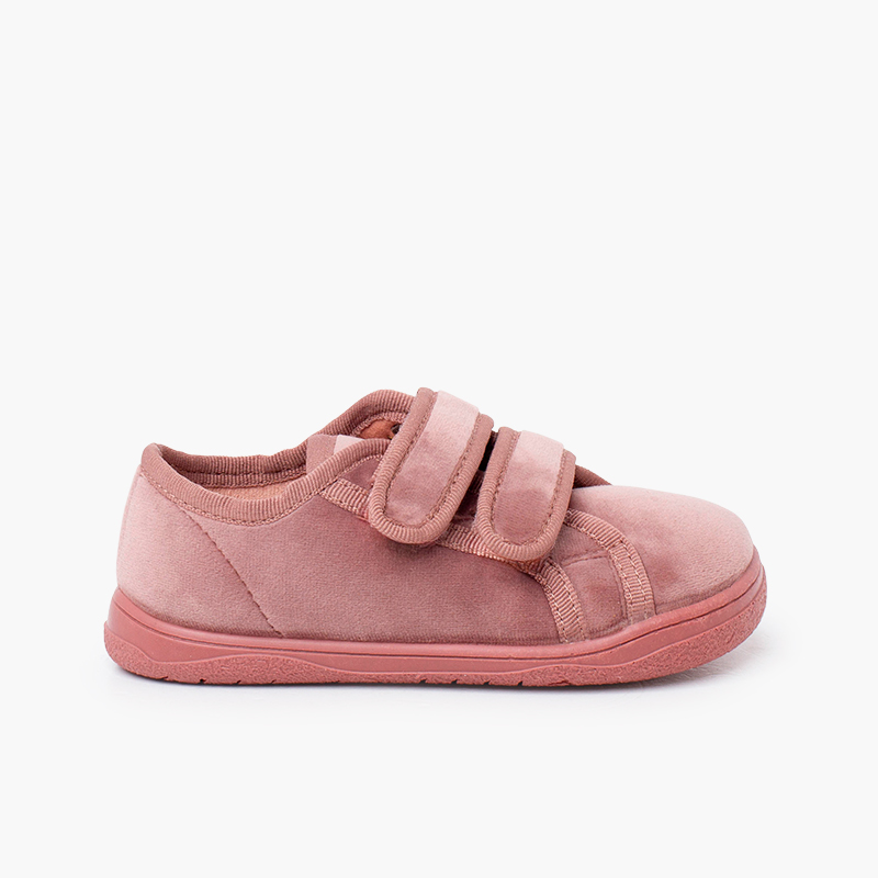 Sneakers barefoot velluto doppio strappo Rosa Pastello