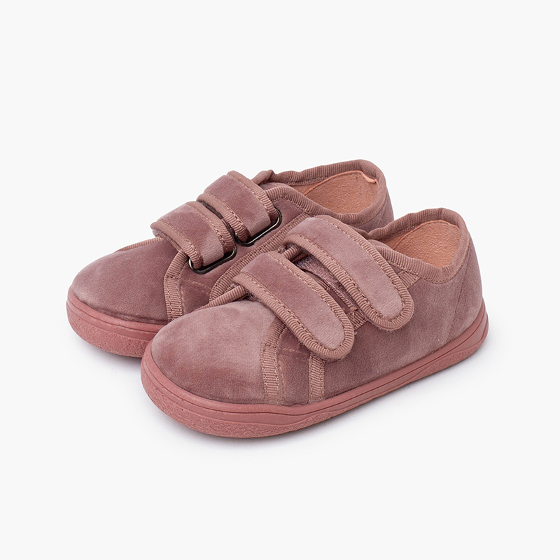Sneakers barefoot velluto doppio strappo Rosa Pastello