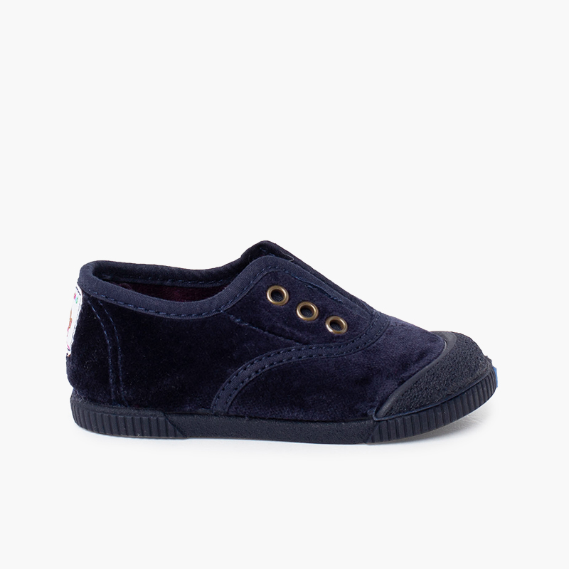 Scarpe sportive velluto barefoot senza lacci Blu