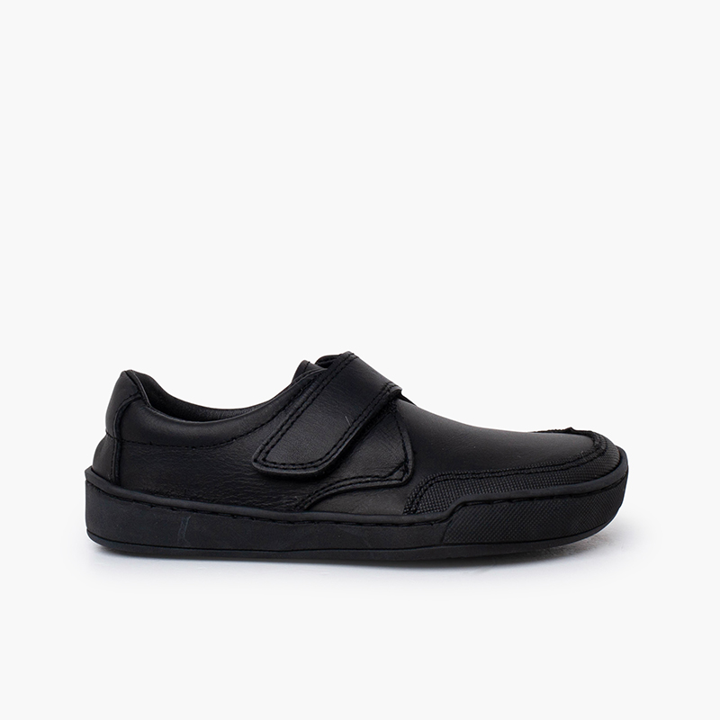 Scarpe scuola barefoot pelle bambino Nero