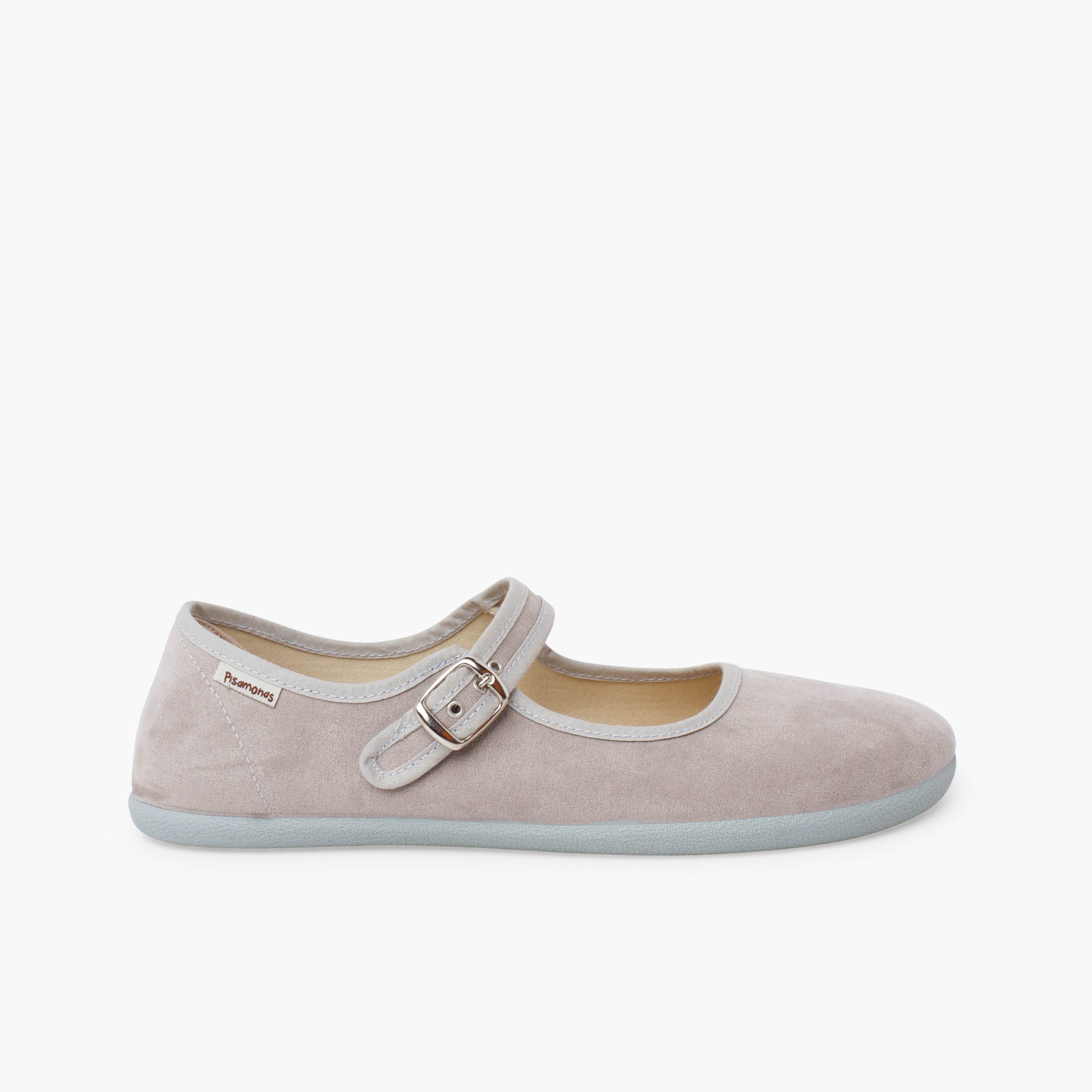 Ballerine con cinturino barefoot effetto suede fibbia donna Perla