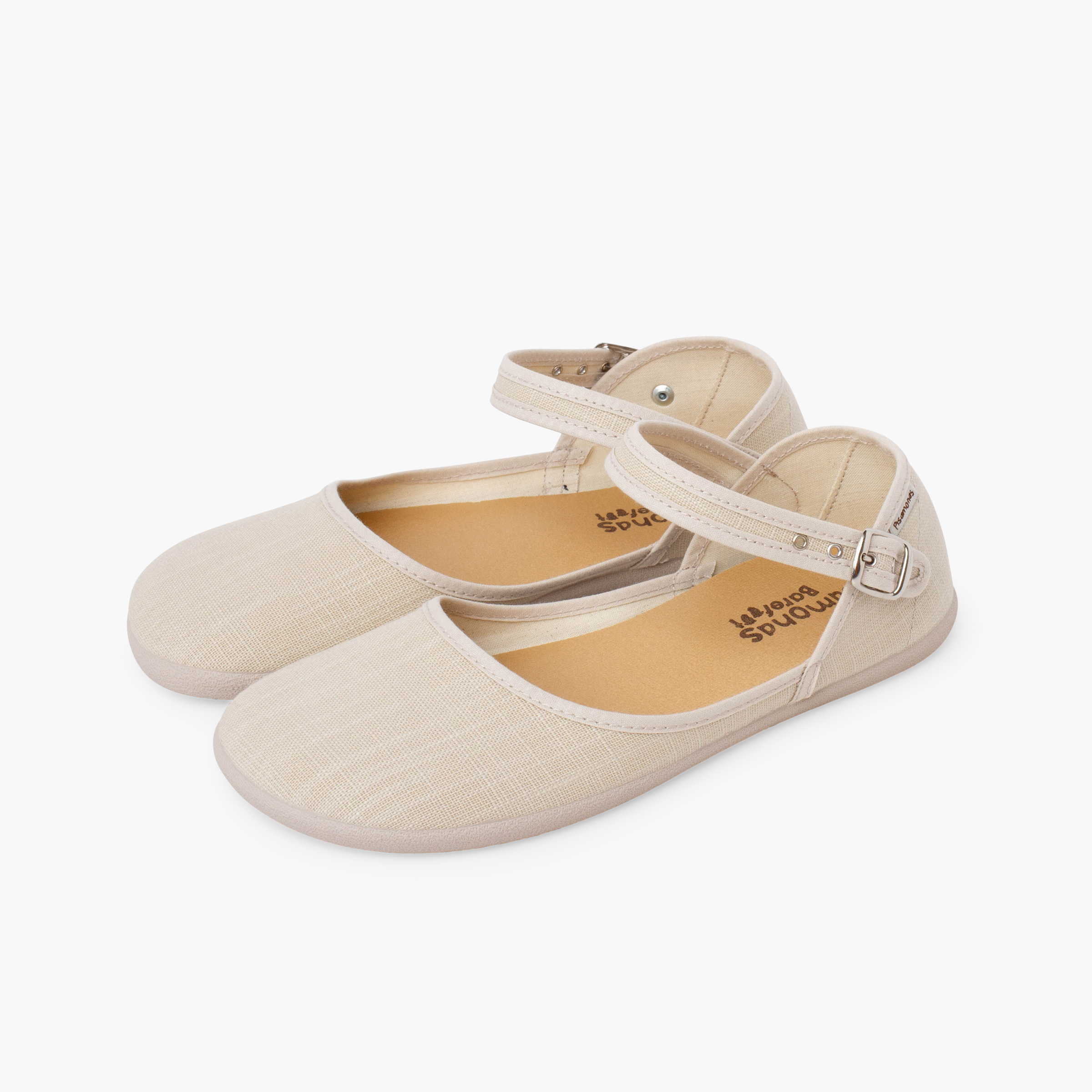 Ballerine con cinturino scollate barefoot donna lino fine Sabbia