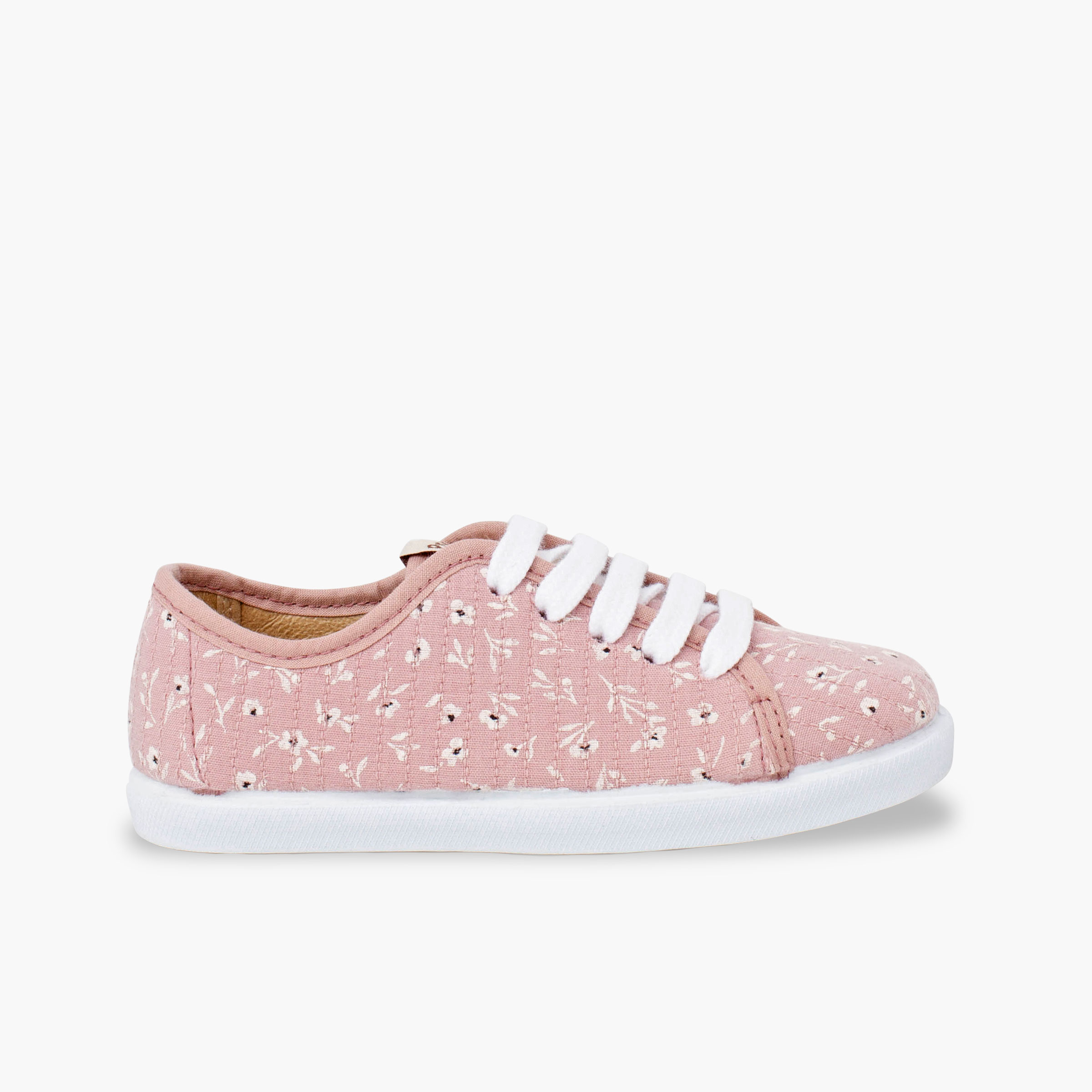 Sneakers lacci bambina fiori Rosa pallido