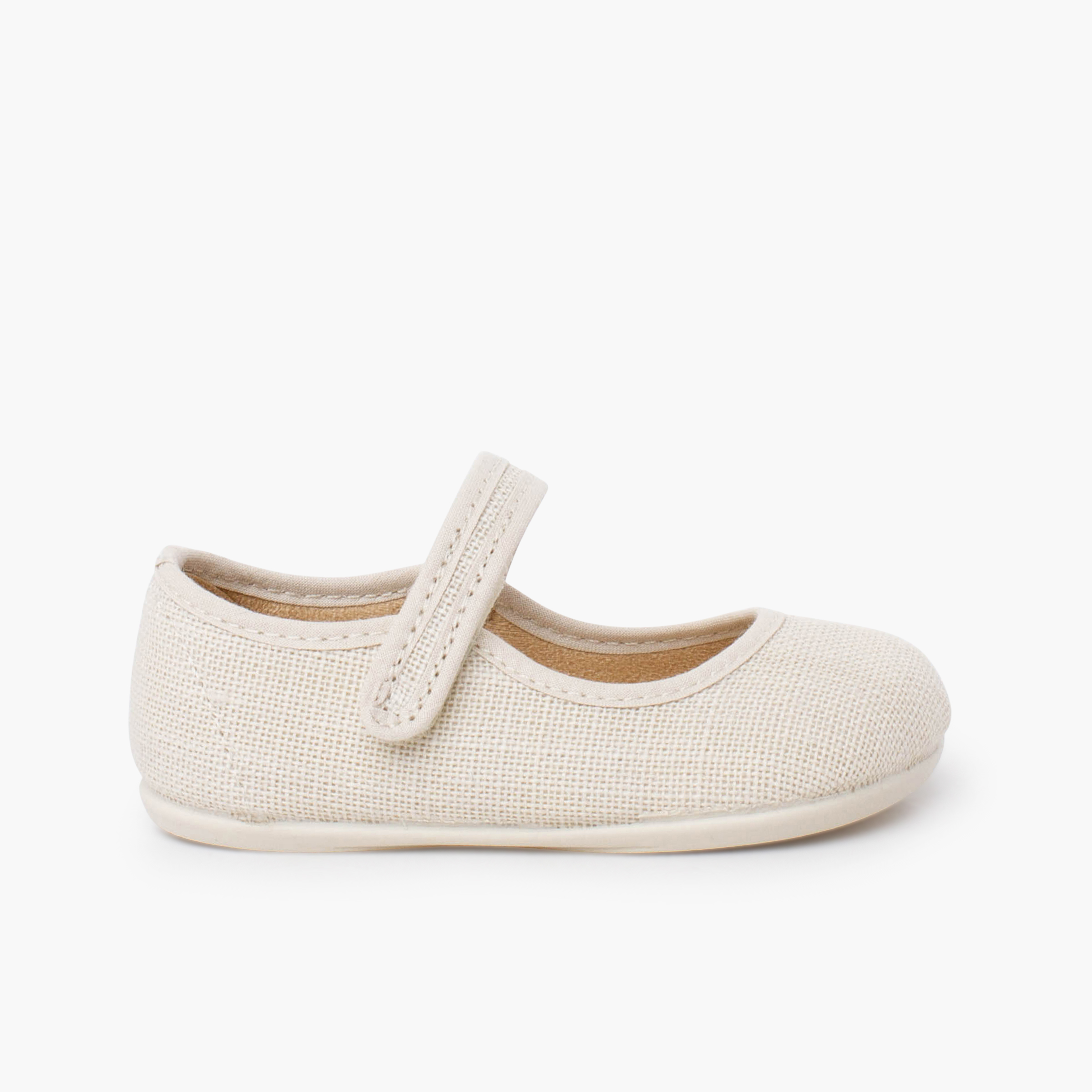 Ballerine con cinturino barefoot lino strappo Ecru