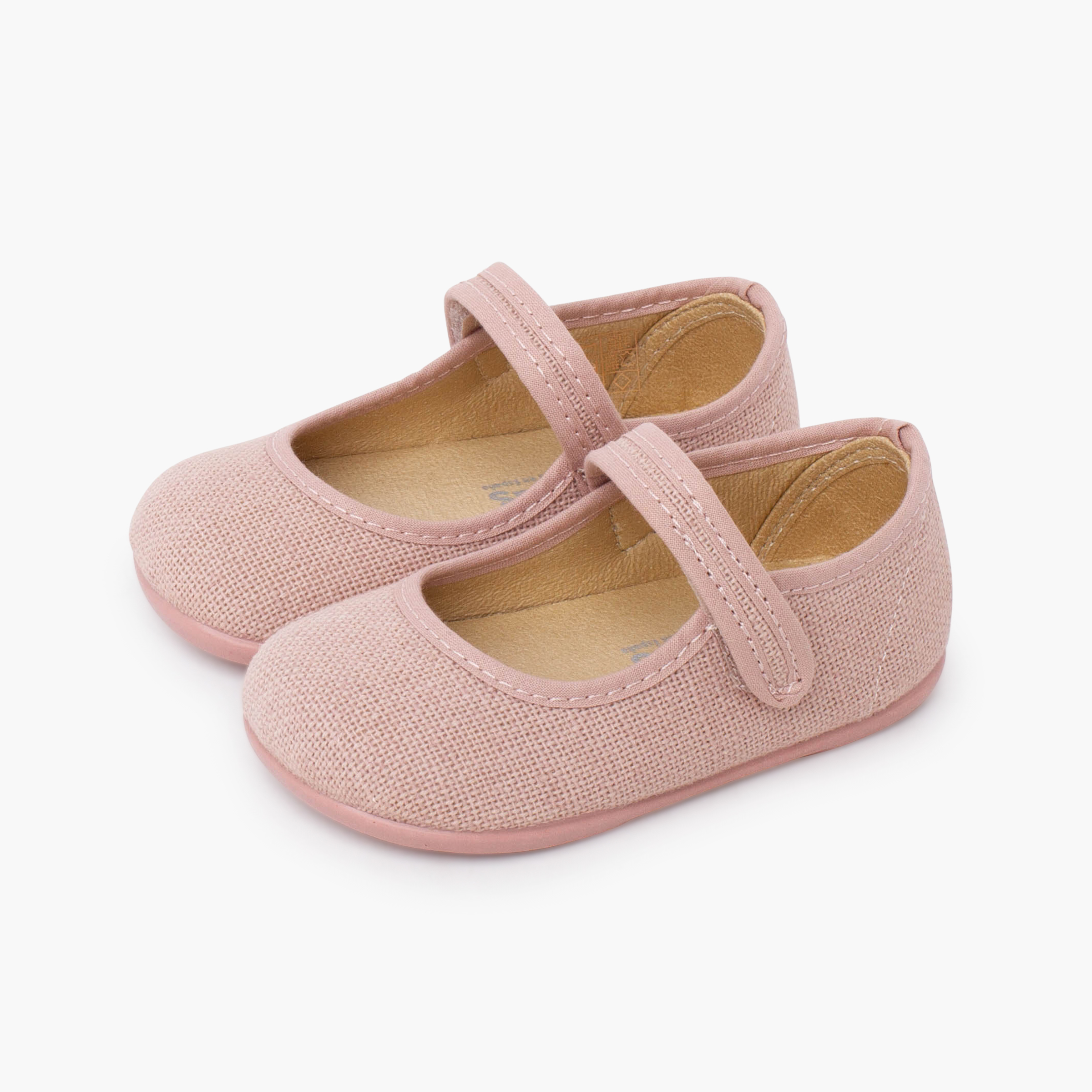 Ballerine con cinturino barefoot lino strappo Rosa pallido