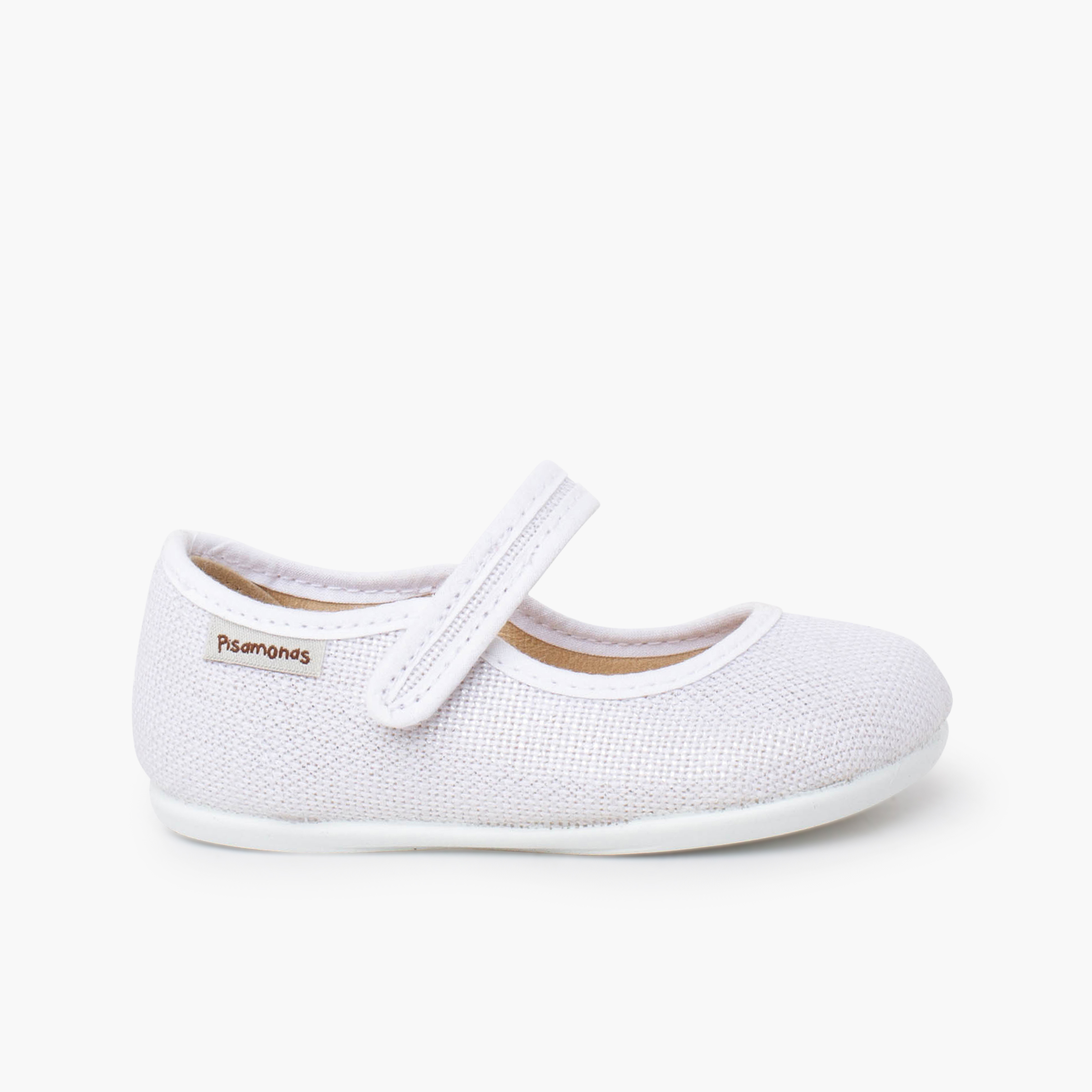 Ballerine con cinturino barefoot lino brillante a strappo Bianco