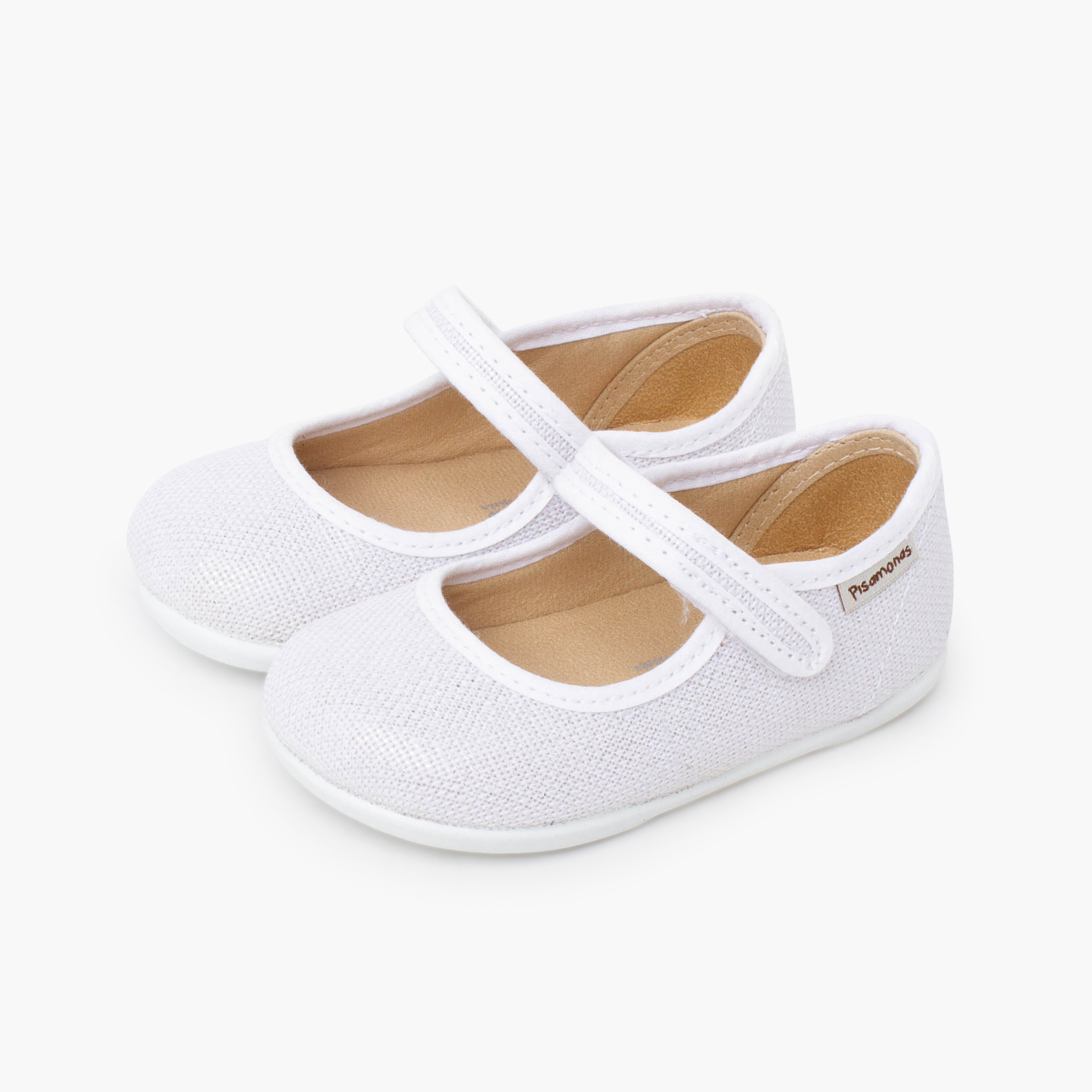 Ballerine con cinturino barefoot lino brillante a strappo Bianco