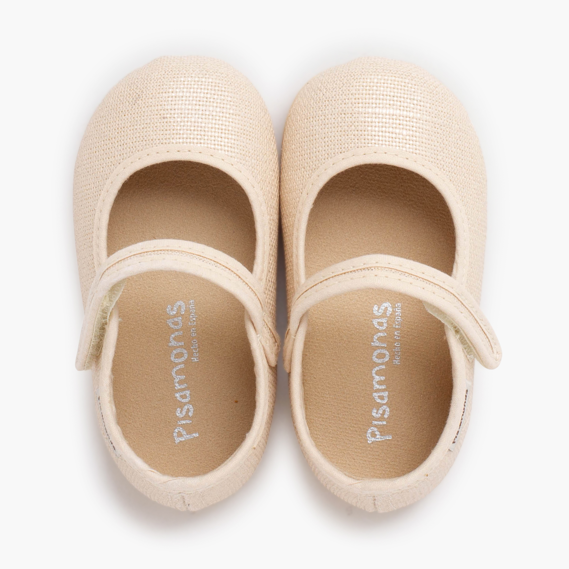 Ballerine con cinturino barefoot lino brillante a strappo Champagne